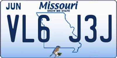 MO license plate VL6J3J