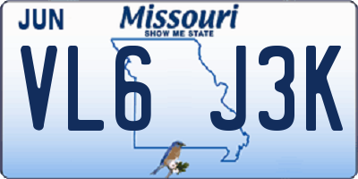 MO license plate VL6J3K
