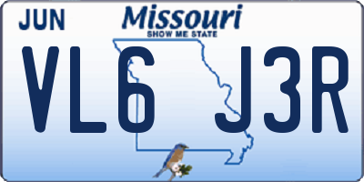 MO license plate VL6J3R