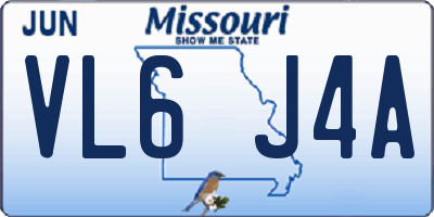 MO license plate VL6J4A