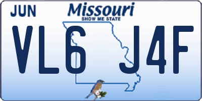 MO license plate VL6J4F