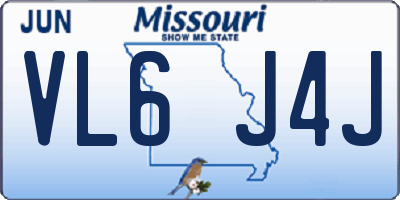 MO license plate VL6J4J