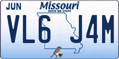 MO license plate VL6J4M