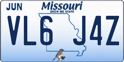MO license plate VL6J4Z