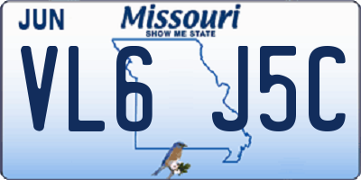 MO license plate VL6J5C