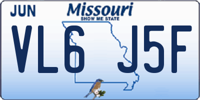 MO license plate VL6J5F