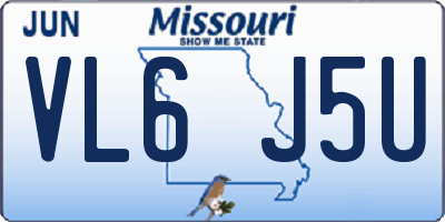 MO license plate VL6J5U
