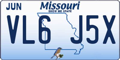 MO license plate VL6J5X