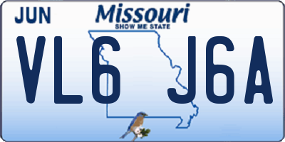 MO license plate VL6J6A