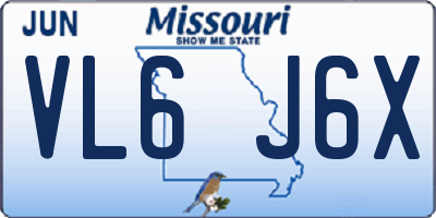 MO license plate VL6J6X