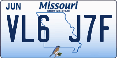 MO license plate VL6J7F
