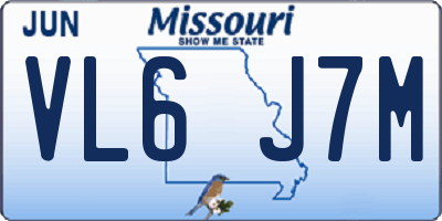MO license plate VL6J7M