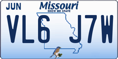MO license plate VL6J7W