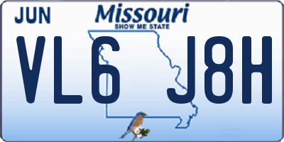 MO license plate VL6J8H