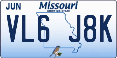 MO license plate VL6J8K