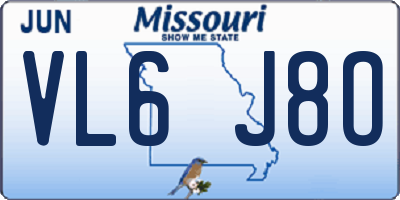 MO license plate VL6J8O