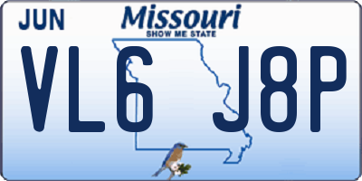 MO license plate VL6J8P