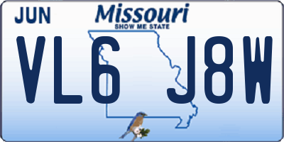 MO license plate VL6J8W