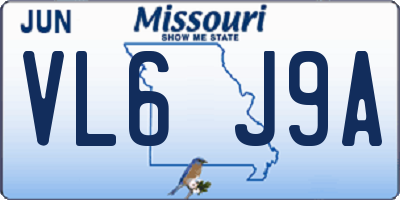 MO license plate VL6J9A