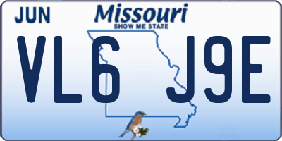 MO license plate VL6J9E
