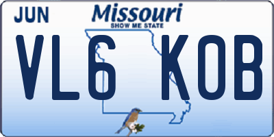MO license plate VL6K0B