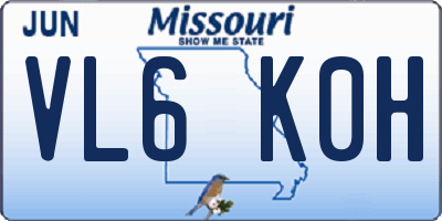 MO license plate VL6K0H