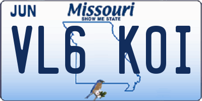 MO license plate VL6K0I