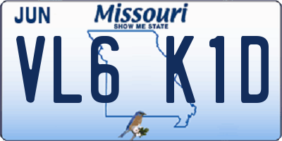MO license plate VL6K1D
