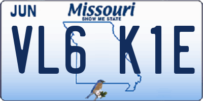 MO license plate VL6K1E