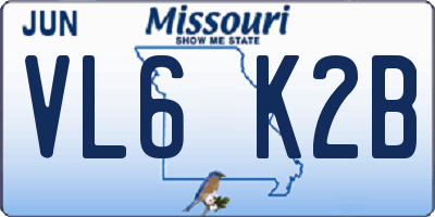 MO license plate VL6K2B