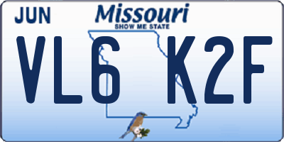 MO license plate VL6K2F