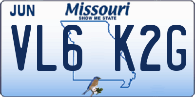MO license plate VL6K2G