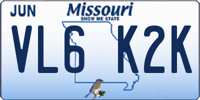 MO license plate VL6K2K