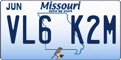MO license plate VL6K2M