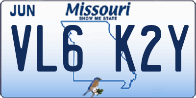 MO license plate VL6K2Y