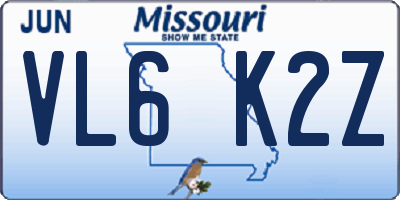 MO license plate VL6K2Z