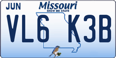 MO license plate VL6K3B