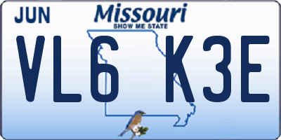 MO license plate VL6K3E
