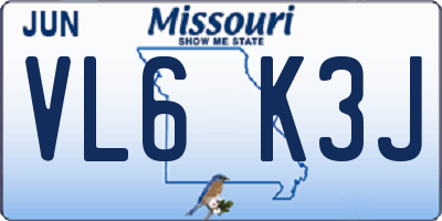 MO license plate VL6K3J
