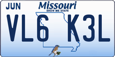 MO license plate VL6K3L