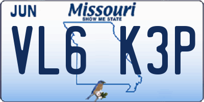 MO license plate VL6K3P