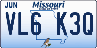 MO license plate VL6K3Q