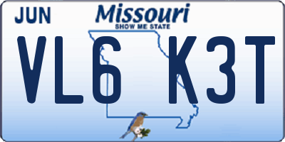 MO license plate VL6K3T