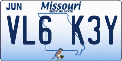 MO license plate VL6K3Y