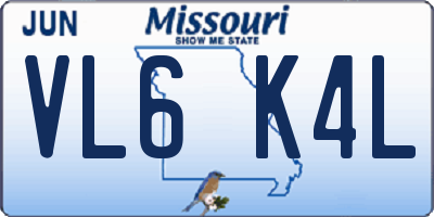 MO license plate VL6K4L