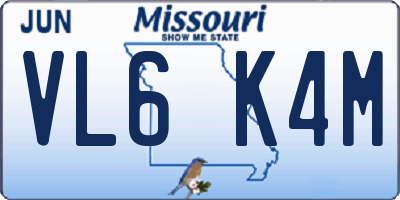 MO license plate VL6K4M
