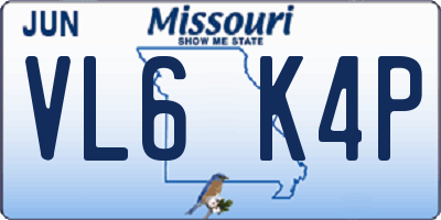 MO license plate VL6K4P
