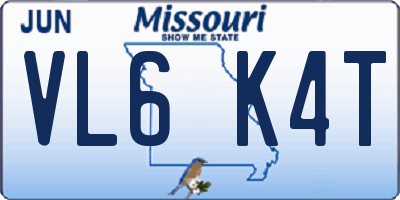 MO license plate VL6K4T
