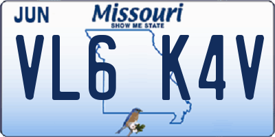 MO license plate VL6K4V
