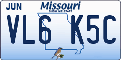 MO license plate VL6K5C